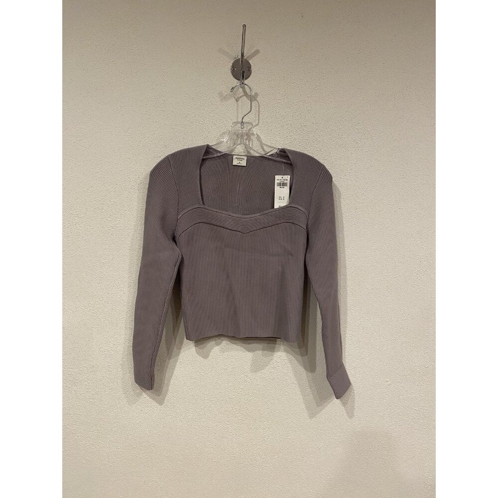 Abercrombie & Fitch Sweater Womens Medium Purple Ribbed Square Neck Knit Pullove